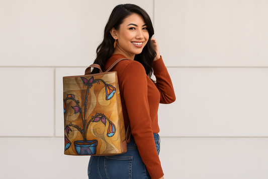 Model with Artistic Backpack - Casual Lifestyle