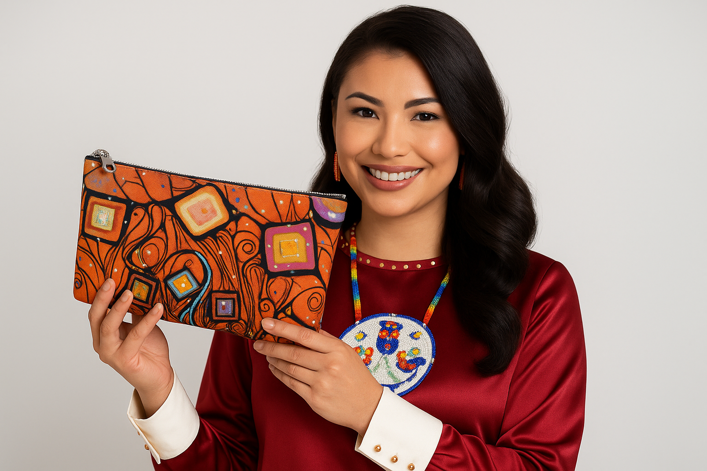 Model with Artistic Makeup Bag